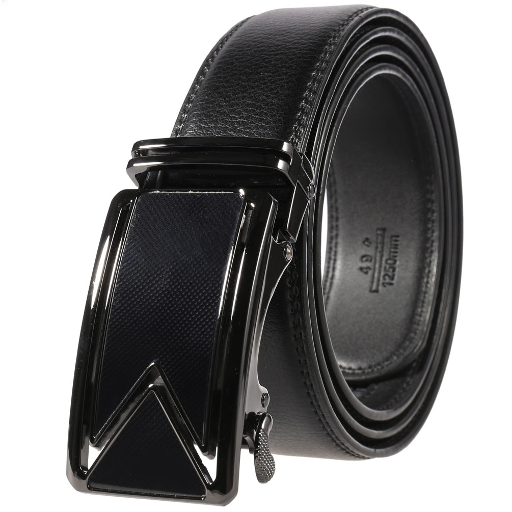 Fashion Men's Two-Layer Cowhide Automatic Buckle Trouser Belt