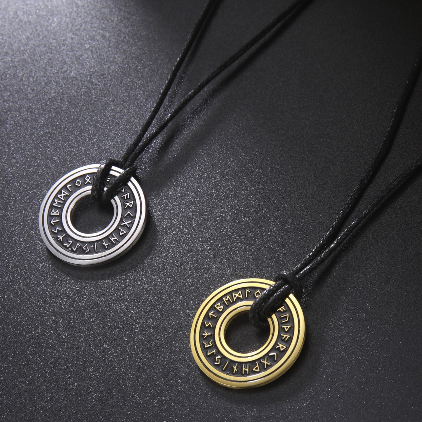 Asgard Crafted Circular Horn Rune Pendant Chain in Titanium Steel - A Retro and Vintage Accessory