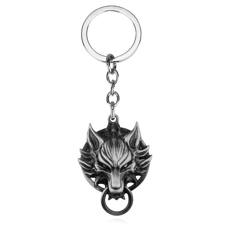 Home Fashion Simple Wolf Head Shape Keychain Alloy Pendant