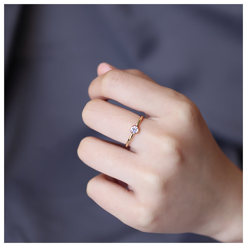 Minimalist Creative Gilded 4Mm Zircon Ring