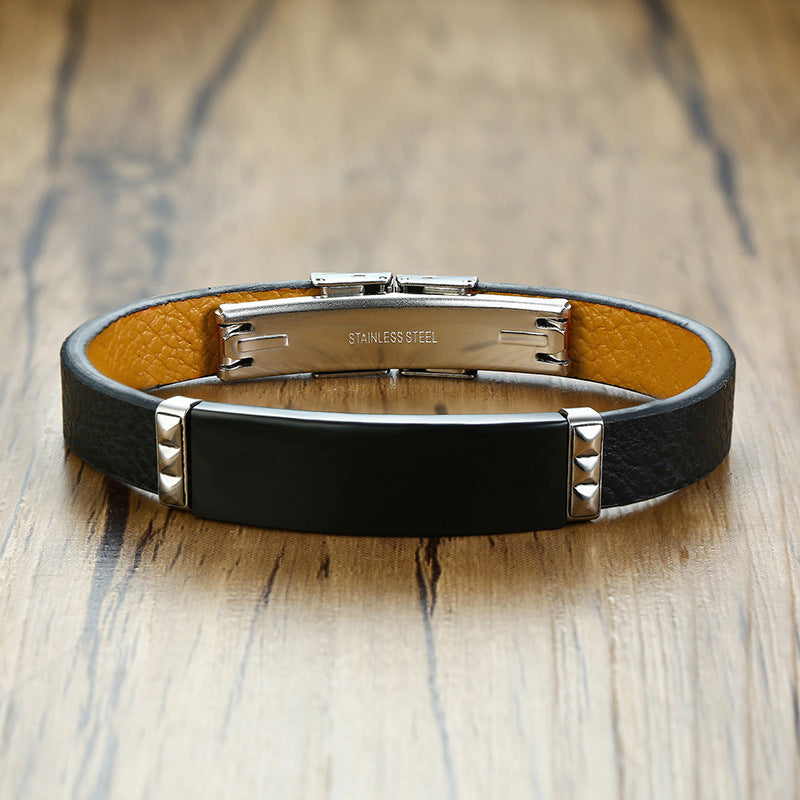 Stainless Steel And Leather Bracelet