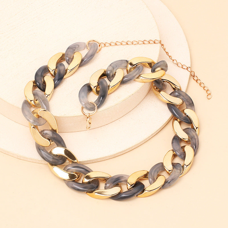 Cold Wind Resin Stitching Necklace Hot Product Accessories Stacked Clavicle Chain