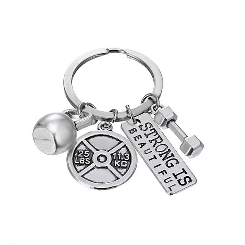 Men and Women Fashion Sports Power Dumbbell Barbell Kettlebell Keychain