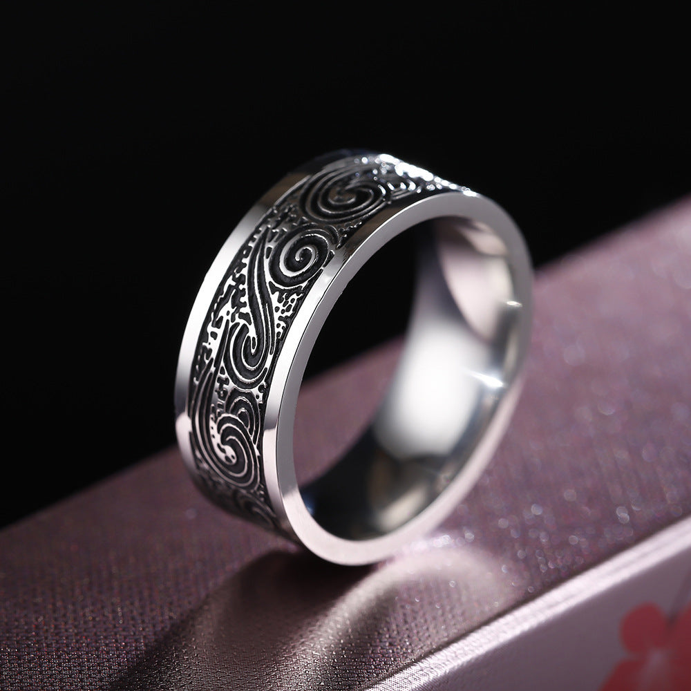 Titanium Steel Retro Men Ring