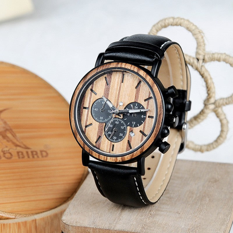 Multi-Functional Cross-Border Literary Young Men's Wooden Watch Luminous Watch