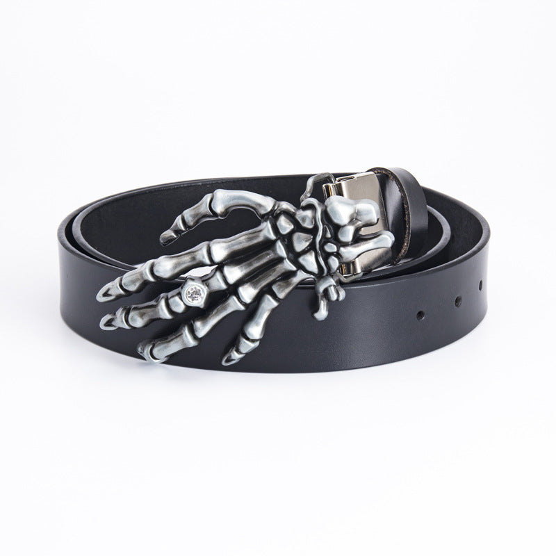 Men's Leather Belt Skull Big Head  Claw Outdoor Rider