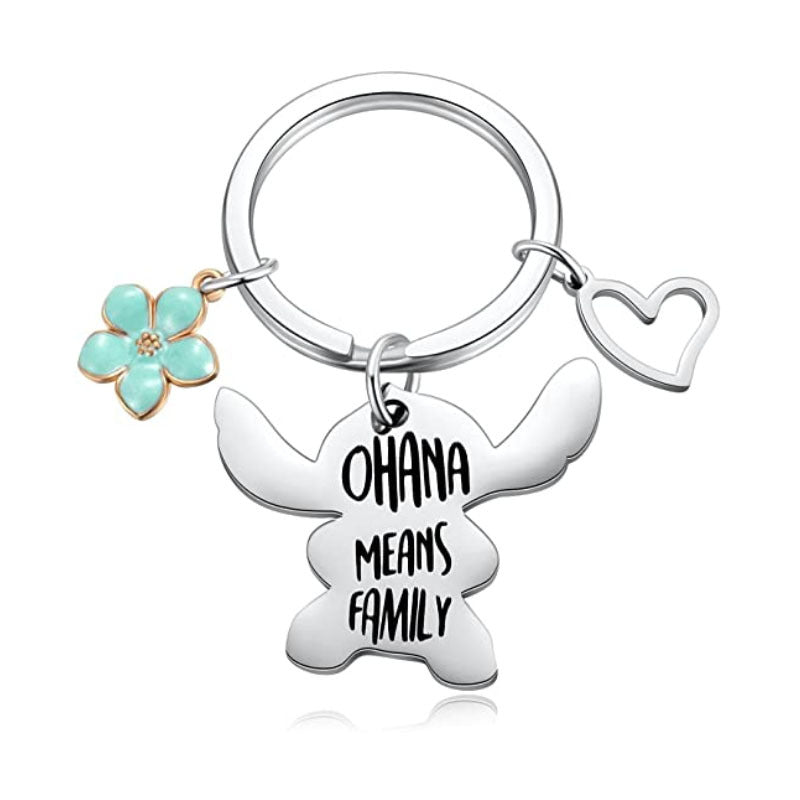 Ohana Means Family Necklace Stainless Steel Keychain Pendant