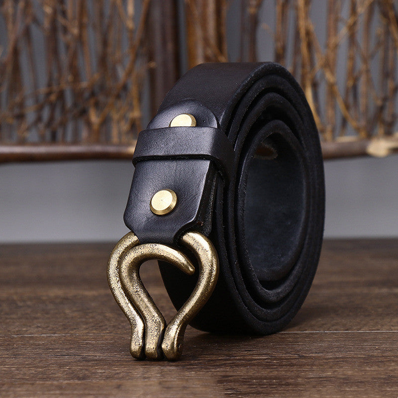 Men's Retro Thick Vegetable Tanned Cowhide Leather Belt