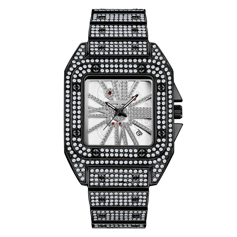 Hip Hop Full Diamond Large Dial Men's Quartz Watch